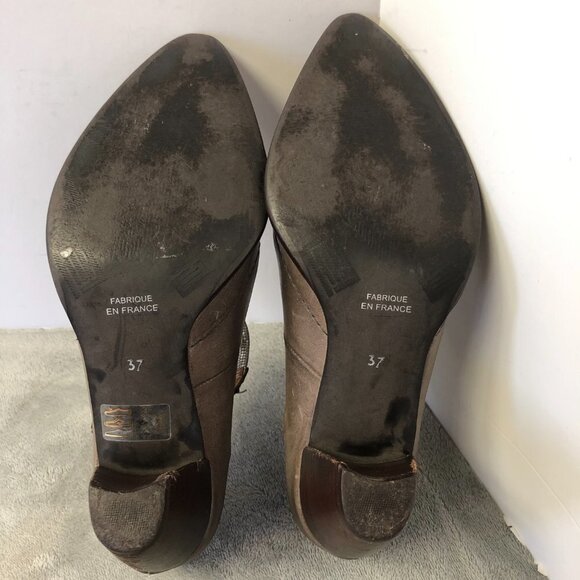 France Mode Block Heel Ankle Strap Leather Shoes Size 37 (6.5 US) - Picture 8 of 16